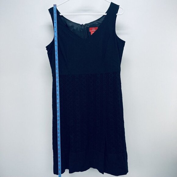 Oscar By Oscar De La Renta Dress Size 10 Women’s Black Eyelet Floral - Picture 5 of 9